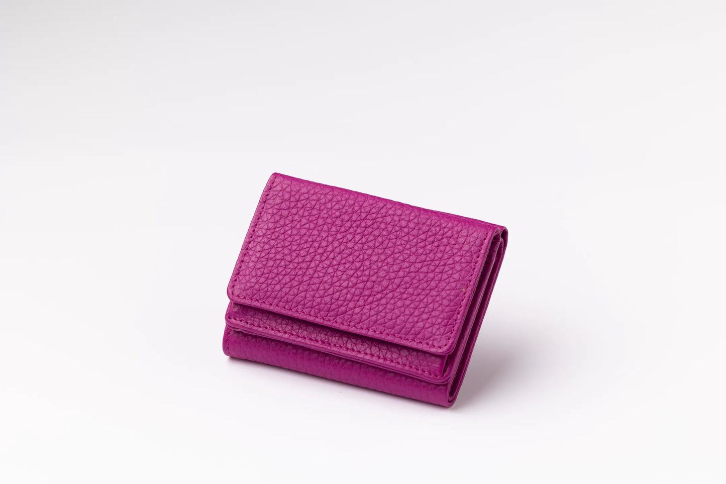 レザー三つ折り財布バイオレット