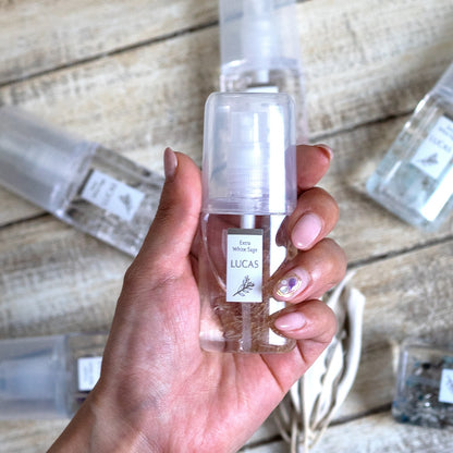 [先着50名プレゼント付き！]純粋 / 輝き / 潜在能力★LUCAS ホワイトセージ 浄化スプレー アクアマリン ポケットサイズ 20ml 天然石入り