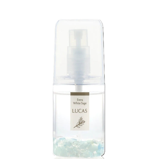 LUCAS ホワイトセージ 浄化スプレー アクアマリン ポケットサイズ 20ml 天然石入り／天然由来成分100% 浄化 瞑想 お清めスプレー
