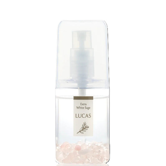 LUCAS ホワイトセージ 浄化スプレー ローズクォーツ ポケットサイズ 20ml 天然石入り／天然由来成分100% 浄化 瞑想 お清めスプレー