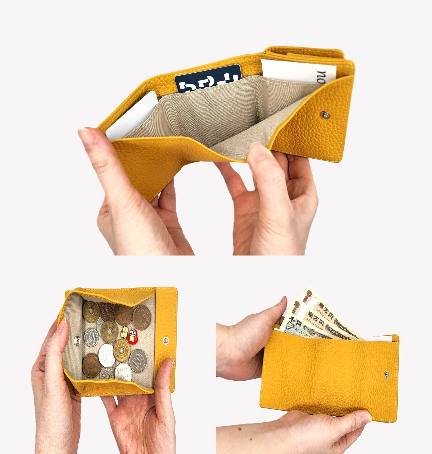 開運カラー★レザー三つ折り財布 イエロー
